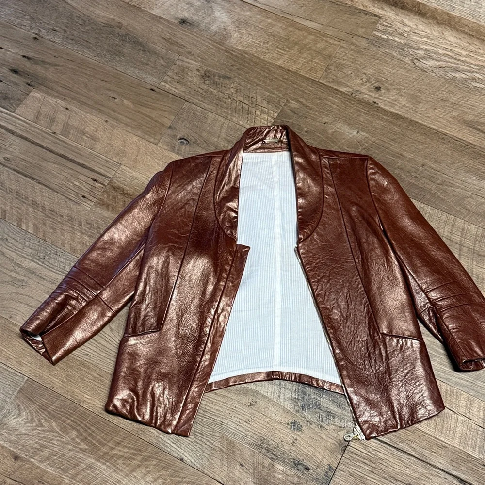 Rebecca Minkoff Metallic Copper Leather Jacket - Picture 11 of 16